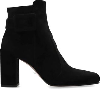 Roger Vivier Su&egrave;de Enkellaarsjes met Hak - Dames - Laarzen met Hak - Zwart - 36 EU - Su&egrave;de - Schoenen