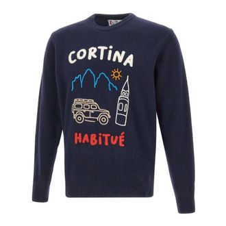 MC2 Saint Barth Round-neck Knitwear, male, Blue, Size: XL Heron Sweater