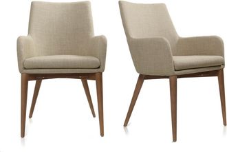 Miliboo Miliboo - Lote De 2 Sillones De Dise&ntilde;o En Poli&eacute;ster Beige Shana