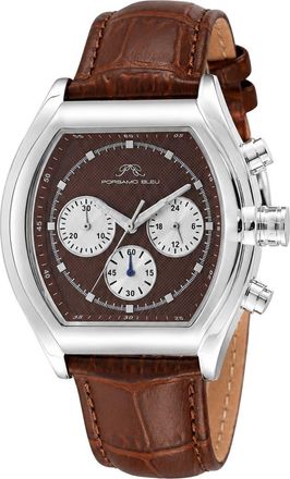 Porsamo Bleu Roman Leather Strap Watch in Brown Silver Tone at Nordstrom Rack