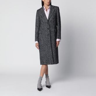 Tagliatore Single-breasted black herringbone coat in wool blend