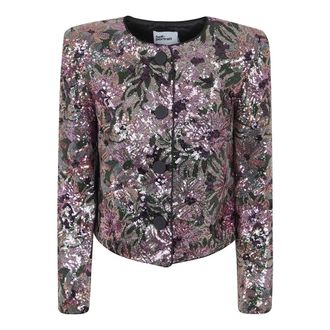 Self Portrait Light Jackets, female, Multicolor, Size: 2XS Floral Sequin Jacket