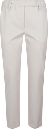 Brunello Cucinelli White Slim Flat Front Pant