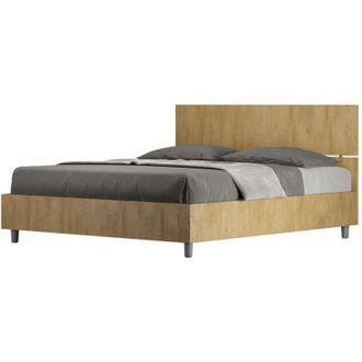Les Tendances Cama De Matrimonio De Madera 160x190cm Con Cabecero De Lamas Rectas Demas D Oak