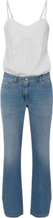 Elisabetta Franchi Gebloemde geborduurde jumpsuit met denim onderkant - Dames - Jumpsuits - Veelkleurig - S - Denim - Jumpsuits & Playsuits