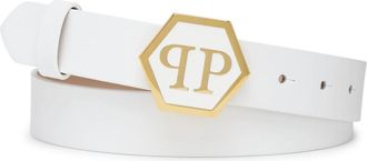 Philipp Plein Hexagon Riem - Dames - Riemen - Wit - 70 CM - Leer - Accessoires