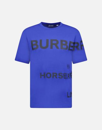 Burberry Mens Burberry Horseferry Cotton T-Shirt Blue - Size: 40