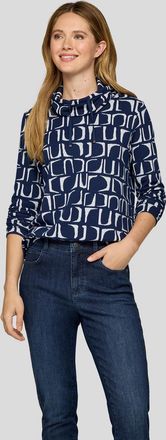 Rabe Langarmshirt RABE, Damen, Gr. 38, pazifik, Web, Obermaterial: 62% Polyester, 34% Viskose, 4% Elasthan, bedruckt, normal h&uuml;ftbedeckend, Rundhals, Shirt