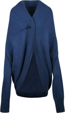 Alberta Ferretti Gedestructureerde Cardigan - Dames - Vesten - Blauw - S - Wol - Truien & Vesten