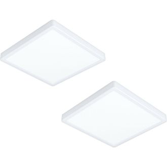 Loops 2 PACK Wall Flush Ceiling Light White Shade Square White Plastic LED 20W Incl