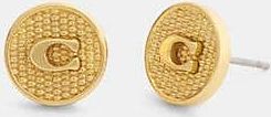 Coach Textured Signature Coin Stud Earrings