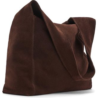 Mango Suede Shoulder Bag in Chocolate at Nordstrom
