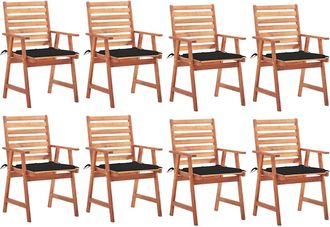 vidaXL Vidaxl - Sillas Comedor De Jard&iacute;n Y Cojines 8 Uds Madera Maciza Acacia