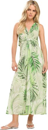 M&Co Petites Petite Palm Print Knot Front Maxi Dress - Womens Green