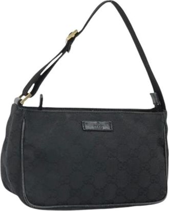 Gucci Pre-owned Shoulder Bags, female, Black, Size: ONE SIZE Pre-owned Canvas Shoulder Bag