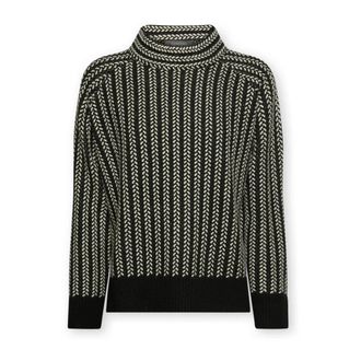 Elena Miro Trui van pure wol met kabelssteek - Dames - Coltruien - Zwart - S - Wol - Truien & Vesten