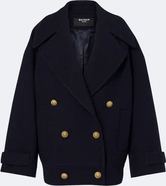 Balmain Oversized virgin wool peacoat