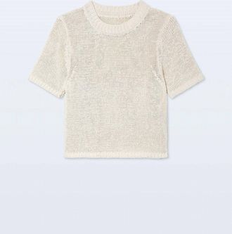White + Warren Womens Luxe Cotton T-Shirt In Ecru