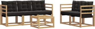 vidaXL Conjunto De Sof&aacute;s De Exterior 6 Uds. Blanco Y Negro Vidaxl