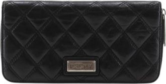 Chanel Pre-owned Matelasse Lange portemonnee (bi-fold) - Dames - Vintage Accessoires - Zwart - ONE Size - Leer - Vintage