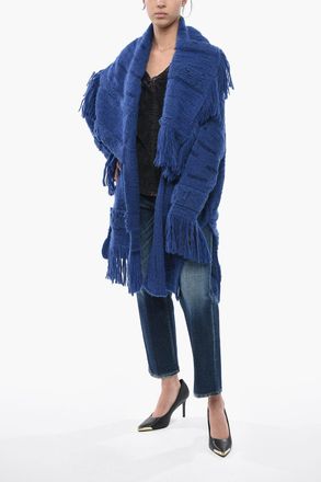 Stella McCartney Cardigan Open-Front in Misto Alpaca Sfrangiato Stella McCartney