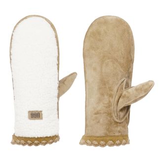 UGG Womens Uggfluff Scalloped Mitten Cold Weather Gloves, Nimbus, L/XL