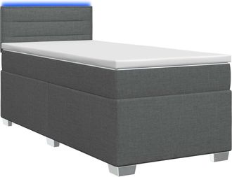 vidaXL Cama Con Base Tapizada, Colch&oacute;n Y Luz Led Gris Oscuro Tela Vidaxl