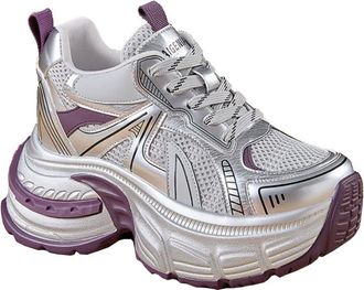 Generic Ladies Thick Sole Height Increased by 9cm Shoes with Stylish Breathable Anti Slip mesh Casual Sports Shoes (Purple,4.5)