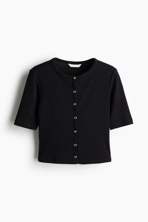 H&M Gerippter Jersey-Cardigan - Schwarz