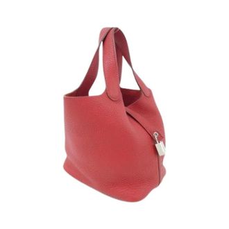 Herm&egrave;s Pre-owned Picotin Lock PM Taurillon Clemence Handtas - Dames - Pre-owned - Rood - Maat: ONE Size Leer
