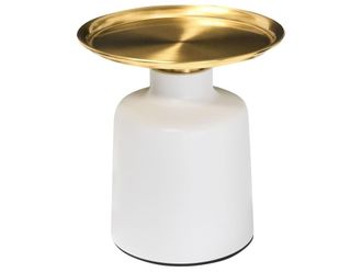 Beliani Mesa auxiliar metal blanco dorado