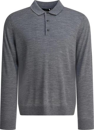 Vince Tops, Heren, Grijs, M, Wol, Lange Mouwen Merino Polo