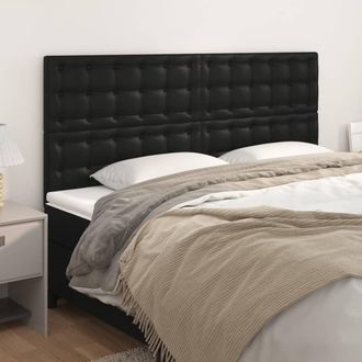 vidaXL Cabeceros 4 Unidades De Cuero Sint&eacute;tico Negro 100x5x78/88 Cm Vidaxl