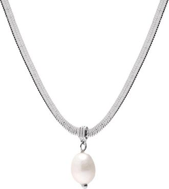 Electric Picks Silver Plated 7Mm Pearl Koi Necklace