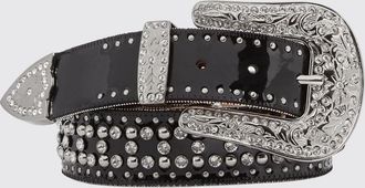 Philipp Plein Cintura in pelle verniciata con borchie e cristalli