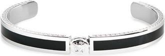 Versace Enamel Cuff Bracelet in Palladium-Black at Nordstrom, Size X-Large
