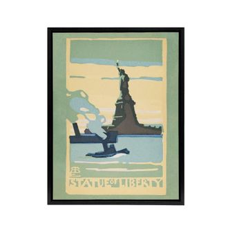 Artery8 Statue of Liberty New York City Rachael R Elmer Framed Canvas Wall Art in Green | Size: W24 x H32