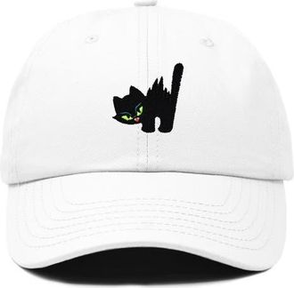 Dalix Blink Black Cat Dad Cap in White at Nordstrom
