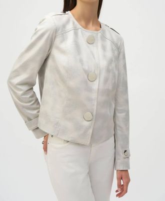 Joseph Ribkoff Suede Boxy Jacket In Moonstone