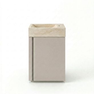 Saniclass Chaci Toiletmeubelset - 40x65cm - 1 deur - 1 kraangat - rechts - fontein travertine- mat cotton (beige)