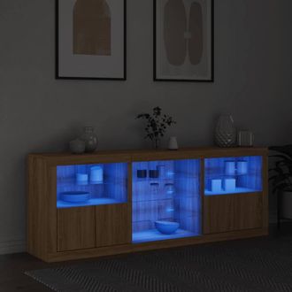Berkfield Home Sideboard with LED Lights Sonoma Oak 181.5x37x67 cm in Light Brown