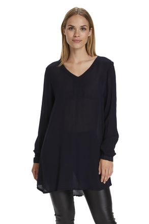 Kaffe Womens Amber V-Neck Tunic Blouse, Midnight Navy, 18
