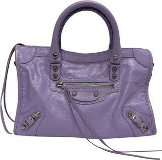 Balenciaga Pre-owned Womens Small Le City Top Handle Bag in Purple Lamb Leather - One Size