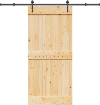 vidaXL Vidaxl - Puerta Corredera Con Herrajes Madera Maciza De Pino 95x210 Cm