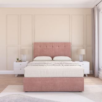 Sloomy Highbury Plush Velvet Memory Foam Bed Set With No Drawers, Mattress & Headboard in Pink | Size: Single
