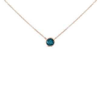 House of Brilliance 14K Rose Gold 2.0 Cttw Bezel Set Blue Diamond Solitaire Pendant Necklace in Pink at Nordstrom