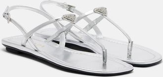 Prada Metallic leather sandals