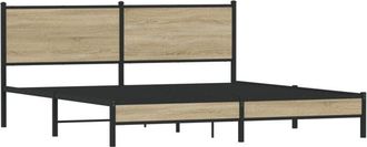 vidaXL Metal Bed Frame without Mattress Sonoma Oak 160x200 cm vidaXL