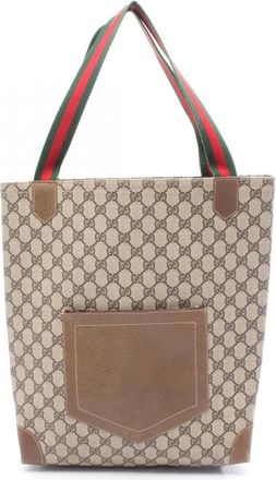 Gucci Gg Plus Beige Brown Pvc Leather Tote Bag (Pre-Owned)