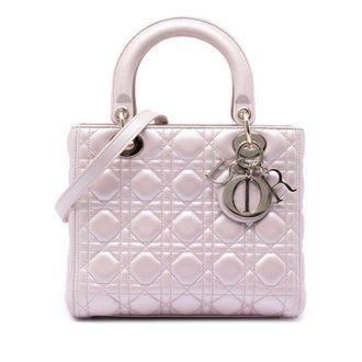 Dior Pre-owned Dior Medium Pearlescent Lambskin Cannage Lady Dior Ladies KXSTOV4BTSAJR5JJ